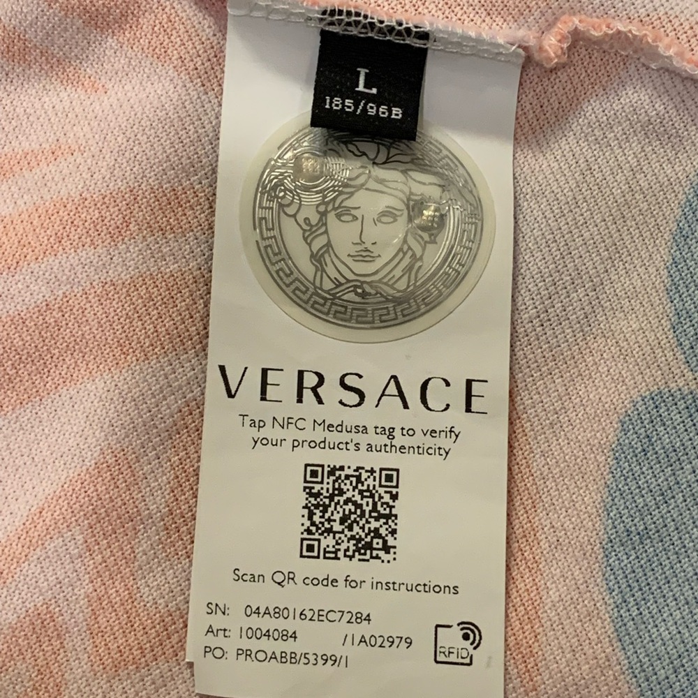 Versace Medusa Music and Greca Print Polo Men Multicolor Size L Made Italy - Picture 10 of 16